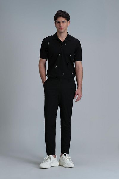 Lufian Tricou polo negru pentru bărbați Pascal Smart
