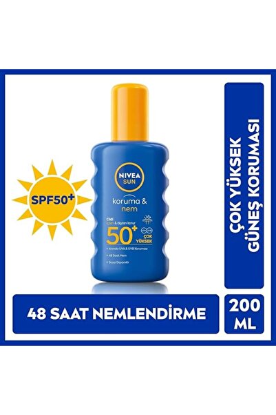 NIVEA Sun Koruma& Nem Spf 50+ Leke Karşıtı Güneş Spreyi 200 ml