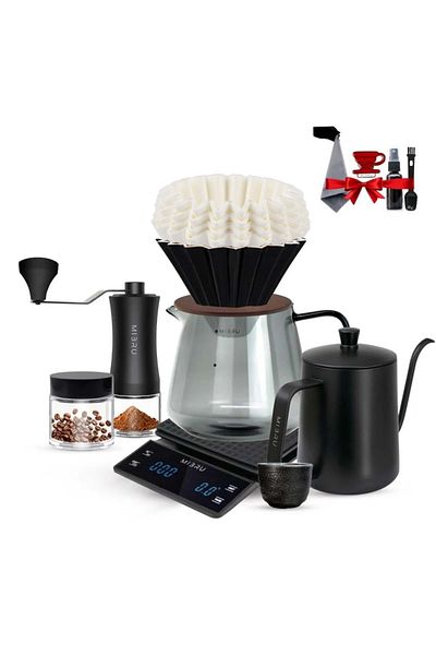 MIBRU V60 Coffee Set 11 Piece Coffee Drip Coffee Making Kit Premium Pour Over Manual Grinder Dripper