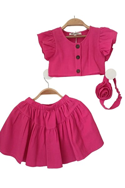 Genel Markalar 1-5 Yaş Kız Çocuk Pamuk Elbise Şort Takım