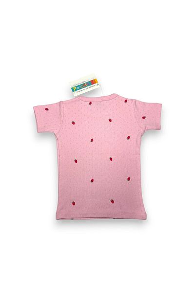 Ponchiq Pink Strawberry Patterned Girl's Undershirt