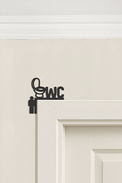 Grandmix Bay Bayan Wc Yönlendirme Yazısı 2'li Set Metal Duvar Dekoru Siyah ve Beyaz 22x22 Cm