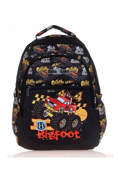 KAUKKO Kids&love Boy Negru Roșu Vehicul off-road Rucsac școală primară