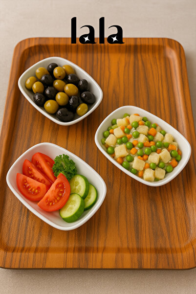 Lala Mutfak Gözde Appetizer & Garnish Plate Set of 3 | 14X10Cm | Stylish and Break Resistant