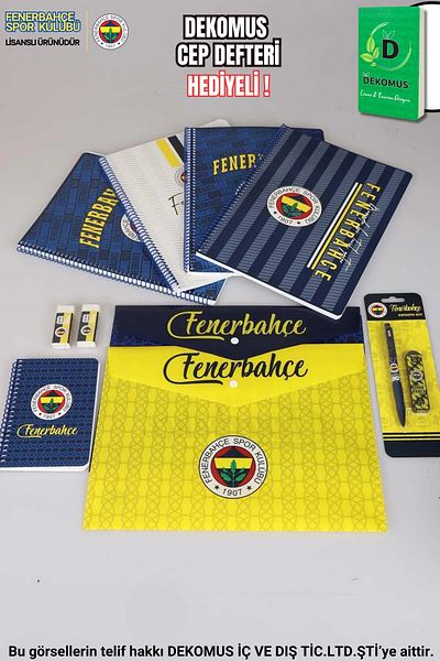 Fenerbahçe „dekomus Caiet de buzunar Cadou” Licențiat A4 2 caiete cu carouri, 2 caiete cu linii, 2 caiete