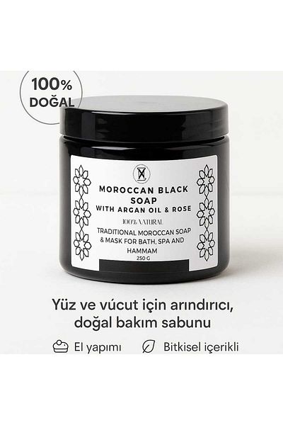 VİSKOYAT 100% Natural Moroccan Black Soap 300g – Spa & Hammam Body Peeling - Additive-Free Content