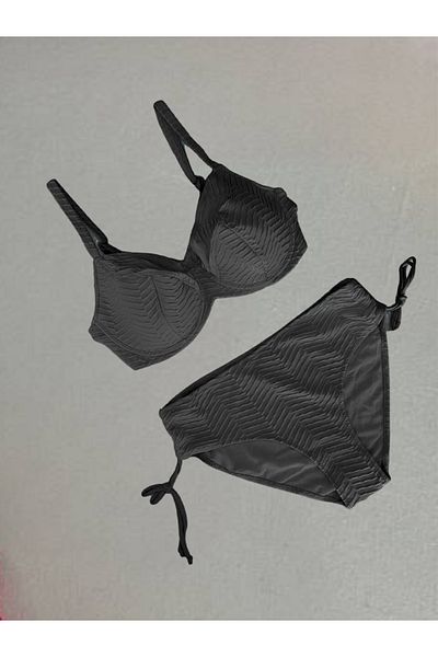 hazelin Women's Black Print Large Size Lined Bikini Suit