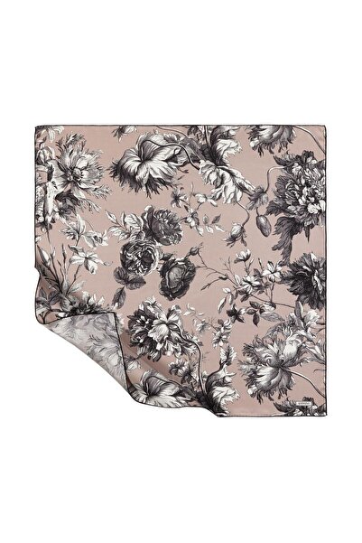 ipekevi Шарф з вінтажним садовим візерунком з шовку Tivil 1188-Рожевий