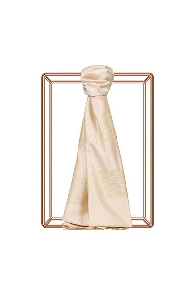 ipekevi Silvery Block Silk Shawl 4088-κρέμα