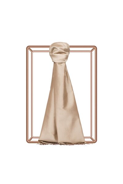 ipekevi Şal de mătase de culoare solidă pe două feţe 00927-bej otoman