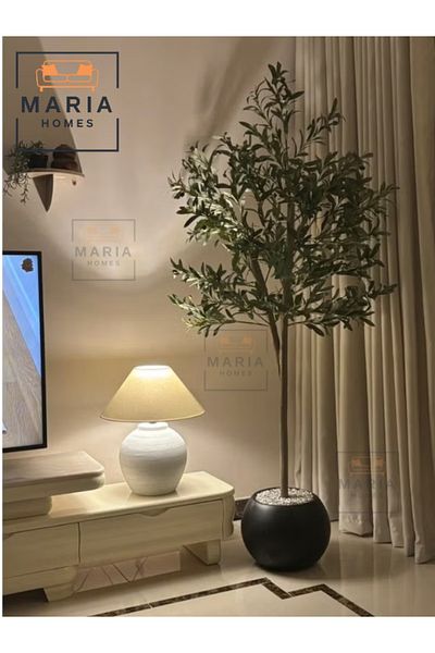 MARIA HOMES Artificial Olive Tree 190 cm – Tall Faux Indoor Plant with Black Pot