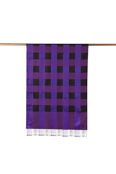 ipekevi Scottish Patterned Silk Shawl 05517-Purple