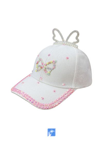 Kardelen Butik Denizli Stoned Butterfly Girl's Hat (Age 3-8)