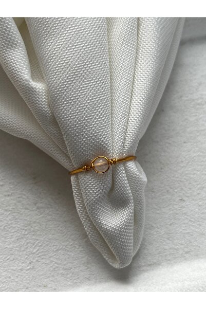 PelvedDesign خاتم سلكي ذهبي قابل للتعديل - حجر القمر