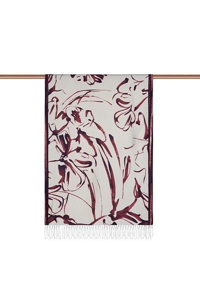 ipekevi Ambiance Patterned Silk Shawl 08021-Purple