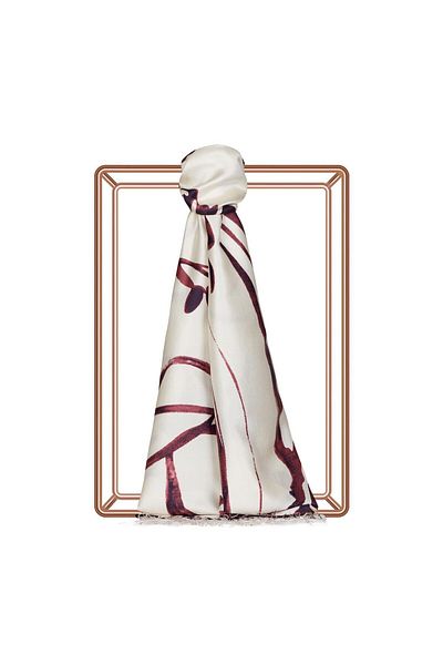 ipekevi Ambiance Patterned Silk Shawl 08021-Purple