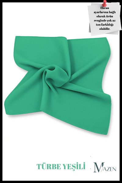MAZEN Turbine Green | Square Chiffon Scarf 45X45 |   Neck Bag Pants Wrist Accessory |   Solid Color Stylish Scarf