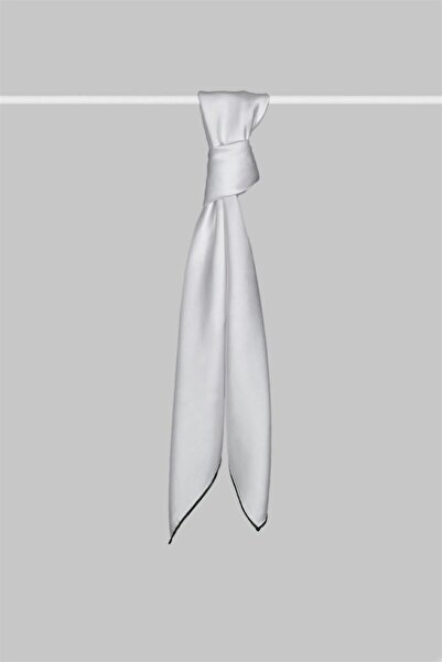 ARMANDA Satin Silk Scarf 4444-white Navy Blue