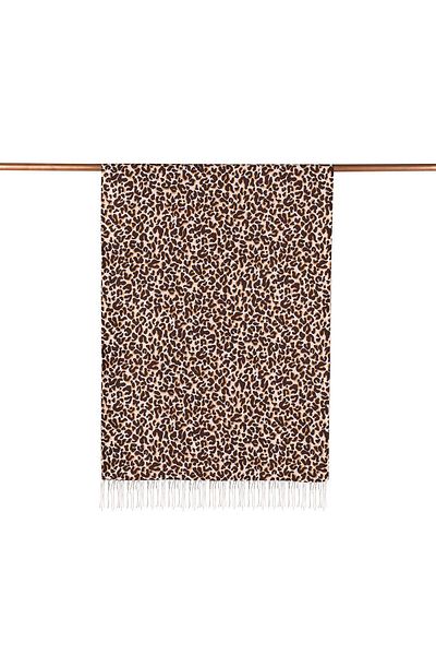 ipekevi Μεταξωτό σάλι με σχέδιο Leopard 02452-καφέ