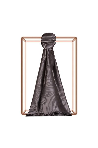 ipekevi Zebra Jacquard Patterned Silk Shawl 05139-Smoked