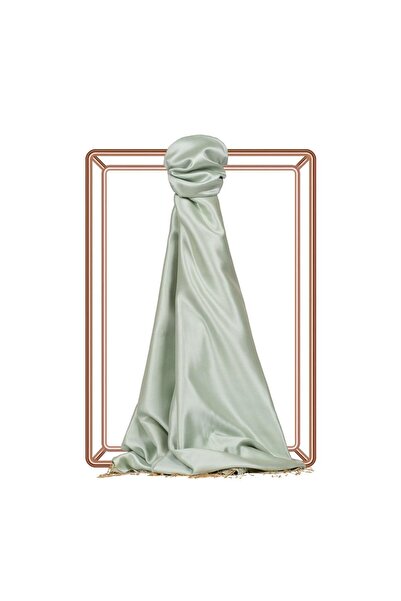 ipekevi Șal din mătase de culoare uni, cu două fețe, 00927-verde mentă