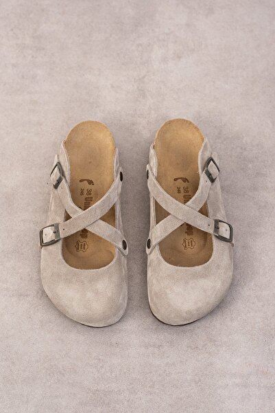 Uniqueqoop Vienna Genuine Leather Cork Sole Orthopedic Women's Slippers