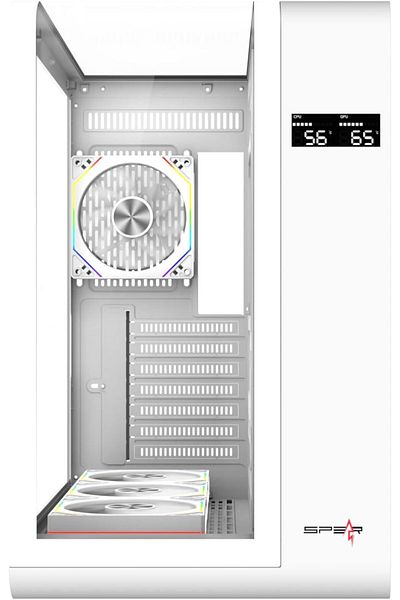 SPEARPC Meer Pro ATX Tempered Glass Gaming Case with 7 Fans, PWM and Argb Lighting in White