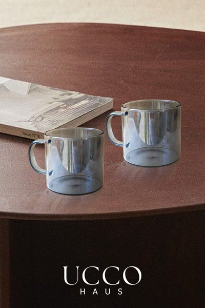 UCCO 2Pcs 350ml Glittering Glass Cup Stylish Modern Mug Tea Water Soft Drink Coffee Cup Office Kitchen Cup