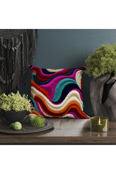 Ahsen Dekoratif Modern Stylish Aesthetic Embossed Themed Digital Printed Luxury Velvet 4-Piece Throw Pillow Cover Set