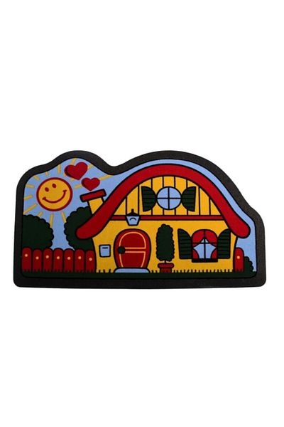esdekor Home Italian Format Cute Door Mat Non-Slip Base Pvc 40X68Cm Cheerful Nest Patterned