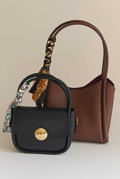 ROYAL LADYS Set de 2 genți – combinație cu lanț auriu, curea reglabilă și por...