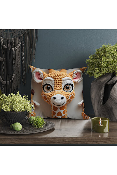 Ahsen Dekoratif Modern Stylish Aesthetic Mesh Embossing Animal Themed Digital Printed Luxury Velvet 4-Piece Throw Pillow Cover Set