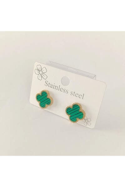 staınless steel Steel Gold Clover Earrings