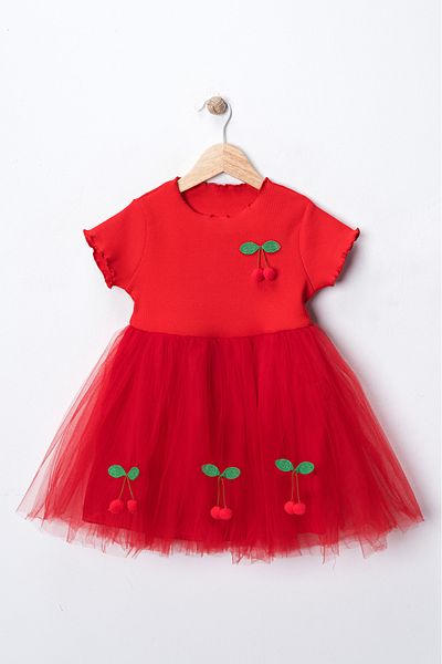 FURYATEX Cherry Tutu Dress Birthday Princess Fluffy Girl Kid Baby Party Dress