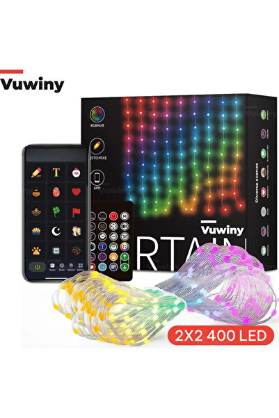 Vuwiny Mobil Uygulamalı Senkronizasyonlu USB Girişli RGB Akıllı LED Perde (2x...