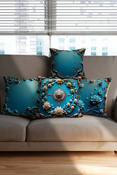 Ahsen Dekoratif Modern Patterned Flower Themed Digital Printed Luxury Velvet ...