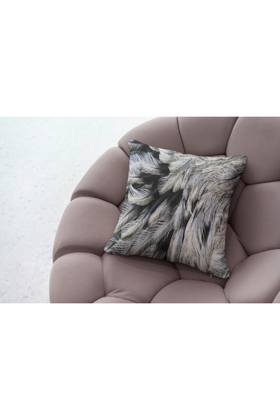 Ahsen Dekoratif Feather Digital Printed Modern Luxury Velvet 4-Piece Throw Pillow Cover Set...