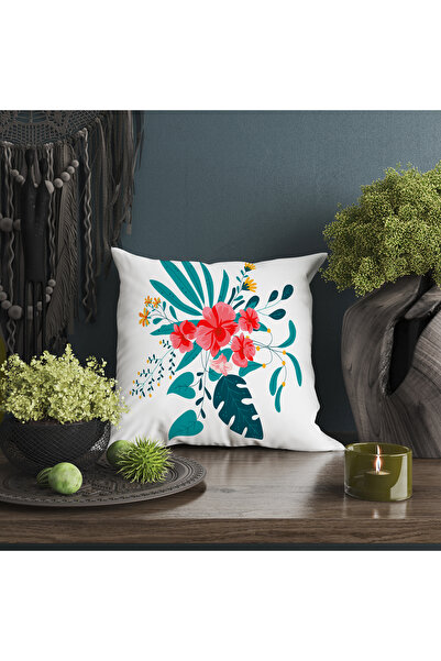 Ahsen Dekoratif Modern Patterned Striped Flowers Digital Print Luxury Velvet 4-Piece Throw Pillow Cover Set...