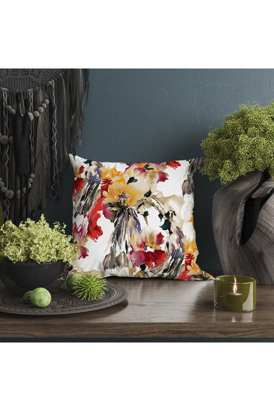 Ahsen Dekoratif Modern Patterned Striped Themed Digital Printed Luxury Velvet 4-Piece Throw Pillow Cover Set