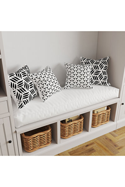 Ahsen Dekoratif Wicker Patterned Line Themed Digital Printed Luxury Velvet 4-...