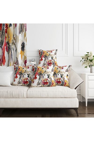 Ahsen Dekoratif Modern Patterned Striped Themed Digital Printed Luxury Velvet 4-Piece Throw Pillow Cover Set