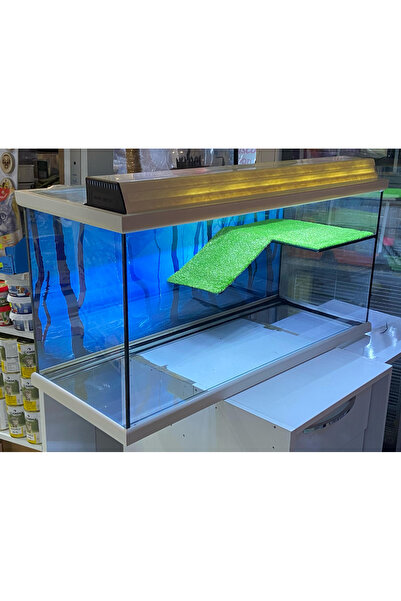 Fauna Pet Supplies Su Kaplumbağası Akvaryumu Işıklı Büyük Boy (100X40X50) Siyah/Beyaz