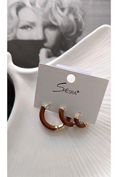 whitelove Shesra Üçlü Kahverengi Halka Küpe