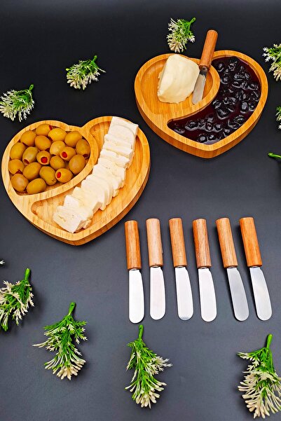 SWENCRAFT 8'li Doğal Ahşap Bambu Sunumluk Çerezlik Ve Bal Yağ Çikolata Sürme ...