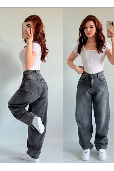 Semesia Baggy Jeans with Belt Buckle