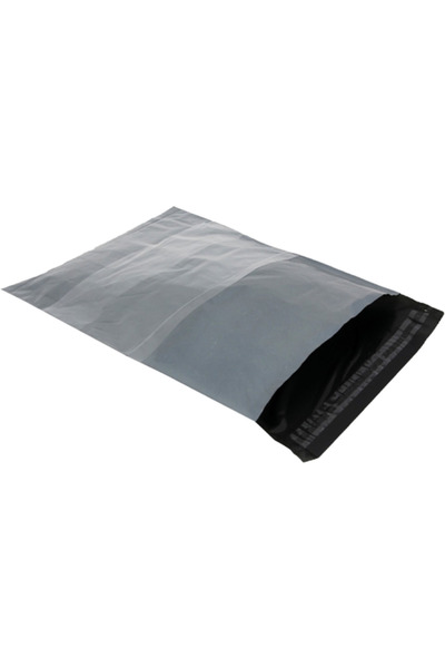 KOLİTÜRK 100 Adet Cepli 24x30 5 Cm Pe Bantlı Gri Siyah Kargo Poşeti
