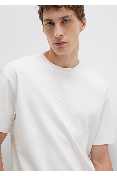 Mavi Λογότυπο εμπριμέ λευκό μπλουζάκι Loose Fit / Loose Relaxed Fit 0613102-80194