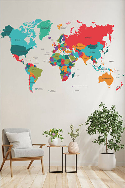 KT Decor World Map Xl Giant Modern Wall Sticker