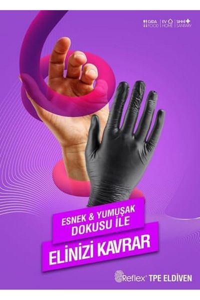 Mena Rise Mrt Reflex Slımfıt Glove fără pudră, de unică folosință, potrivită pentru alimente Tehnologie de nouă generație Negru L/xl