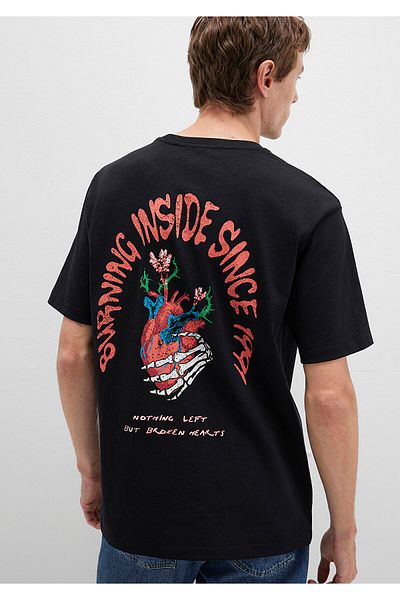 Mavi Back Printed Black T-Shirt Loose Fit / Loose Relaxed Fit 0612931-900